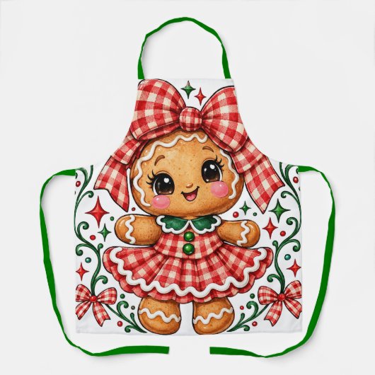 Lebkuchenmädchen im roten Gingham Schürze (Vorderseite)