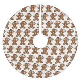 Lebkuchenmädchen mit Roter Wange und Süßigkeiten Polyester Weihnachtsbaumdecke