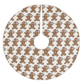 Lebkuchenmädchen mit Roter Wange und Süßigkeiten Polyester Weihnachtsbaumdecke