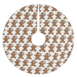 Lebkuchenmädchen mit Roter Wange und Süßigkeiten Polyester Weihnachtsbaumdecke