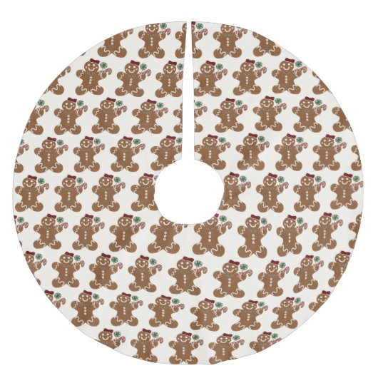 Lebkuchenmädchen mit Roter Wange und Süßigkeiten Polyester Weihnachtsbaumdecke (Vorderseite)