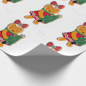 Lebkuchenmädchen mit Weihnachtsbaum Geschenkpapier (Ecke)