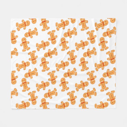 Lebkuchenmann auf Weiß Fleecedecke (Vorderseite (Horizontal))