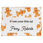 Lebkuchenmann auf Weiß Große Geschenktüte (Vorderseite)