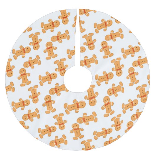 Lebkuchenmann auf Weiß Polyester Weihnachtsbaumdecke (Vorderseite)