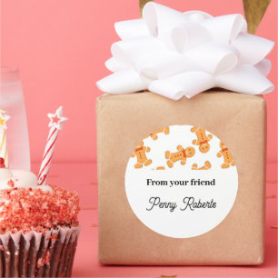 Lebkuchenmann auf Weiß Runder Aufkleber