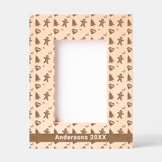 Lebkuchenmann, Christbaum, Herz, Name 4x6 Geätzte Rahmen (Vorderseite)