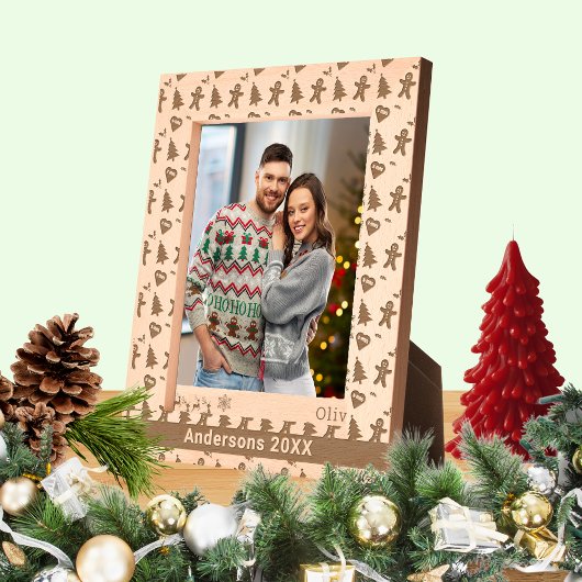 Lebkuchenmann, Christbaum, Herz, Name 8x10 Geätzte Rahmen