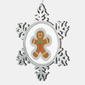 Lebkuchenmann, der den Engel im Schnee bildet Schneeflocken Zinn-Ornament (Rechts)