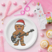 Lebkuchenmann E-Gitarre Rock Lustiger Urlaub Pappteller (Party)