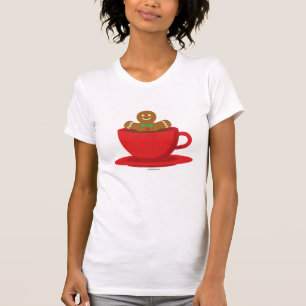 Lebkuchenmann entspannt sich in roter Tasse heißer T-Shirt