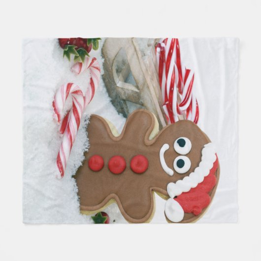 Lebkuchenmann Fleecedecke (Vorderseite (Horizontal))