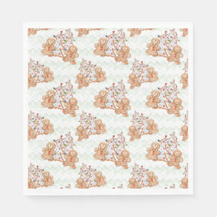 Lebkuchenmann, Frau und Weihnachtsbaum Serviette