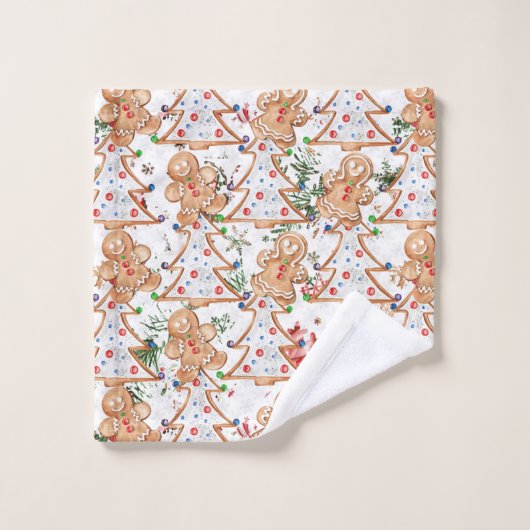 Lebkuchenmann, Frau und Weihnachtsbaum Waschlappen (Waschlappen)