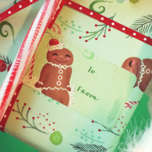 Lebkuchenmann Grünes Aufkleber-Geschenklabel Adressaufkleber