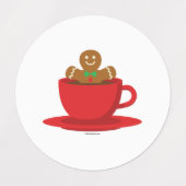 Lebkuchenmann in heißer Schokolade-Rot-Cup Etiketten (Design 1)