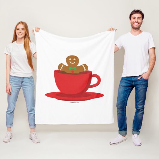 Lebkuchenmann in heißer Schokolade-Rot-Cup Fleecedecke (Beispiel)