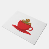 Lebkuchenmann in heißer Schokolade-Rot-Cup Fußmatte (Schrägansicht)