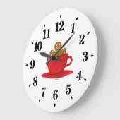 Lebkuchenmann in heißer Schokolade-Rot-Cup Große Wanduhr (Winkel)