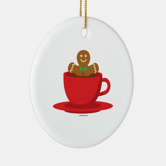 Lebkuchenmann in heißer Schokolade-Rot-Cup Keramik Ornament (Rechts)