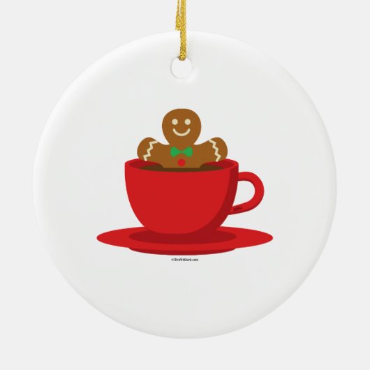 Lebkuchenmann in heißer Schokolade-Rot-Cup Keramik Ornament (Hinten)