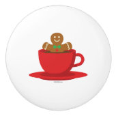 Lebkuchenmann in heißer Schokolade-Rot-Cup Keramikknauf (Vorderseite)