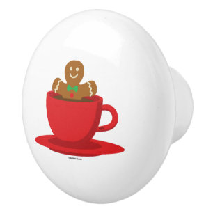 Lebkuchenmann in heißer Schokolade-Rot-Cup Keramikknauf