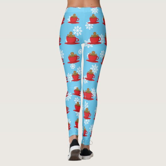 Lebkuchenmann in heißer Schokolade-Rot-Cup Leggings (Rückseite)