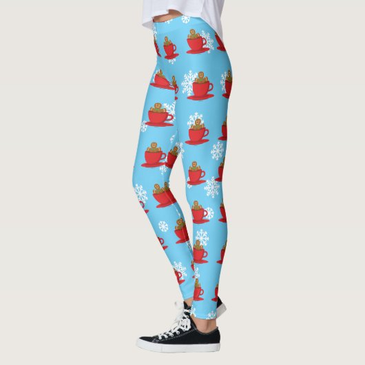 Lebkuchenmann in heißer Schokolade-Rot-Cup Leggings (Links)