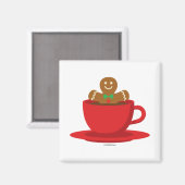 Lebkuchenmann in heißer Schokolade-Rot-Cup Magnet (Vorderseite/Rückseite)