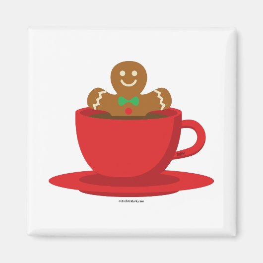Lebkuchenmann in heißer Schokolade-Rot-Cup Magnet (Vorne)