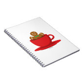 Lebkuchenmann in heißer Schokolade-Rot-Cup Notizblock (Rechte Seite)