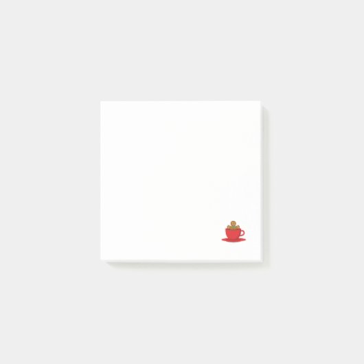 Lebkuchenmann in heißer Schokolade-Rot-Cup Post-it Klebezettel (Vorderseite)
