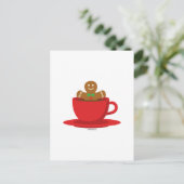Lebkuchenmann in heißer Schokolade-Rot-Cup Postkarte (Stehend Vorderseite)