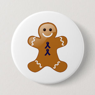 Lebkuchenmann mit dunkelblauen Ribbons Button