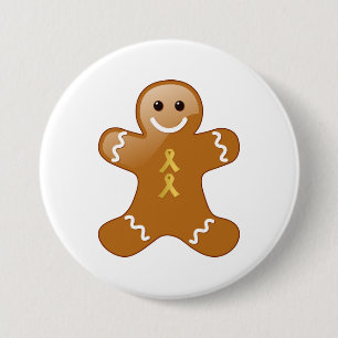 Lebkuchenmann mit goldenen Ribbons Button