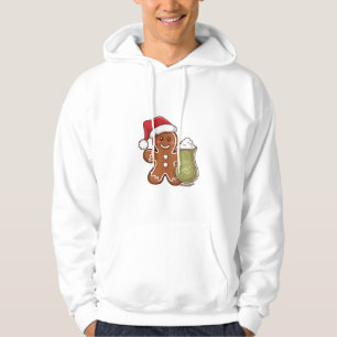 Lebkuchenmann mit Matcha-Getränk Weihnachten Hoodie