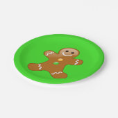 Lebkuchenmann mit orangefarbenen und grünen Tasten Pappteller (Schrägansicht)