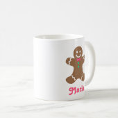 Lebkuchenmann mit rosa Krawatte und grünen Tasten Kaffeetasse (VorderseiteRechts)