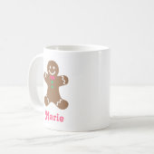 Lebkuchenmann mit rosa Krawatte und grünen Tasten Kaffeetasse (Vorderseite Links)