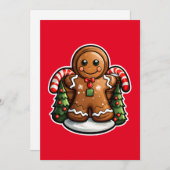 Lebkuchenmann mit Süßspeisen Feiertagskarte (Vorne/Hinten)