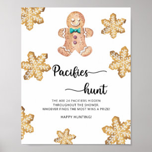 Lebkuchenmann - Schnuller Jagd Baby Shower Spiel Poster