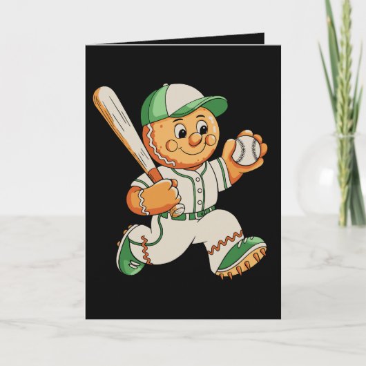 Lebkuchenmann spielt Baseball Weihnachten Xmas (Vorderseite)