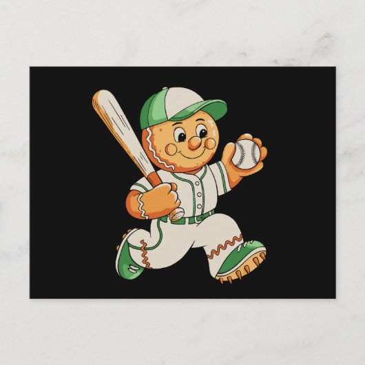 Lebkuchenmann spielt Baseball Weihnachten Xmas (Vorderseite)