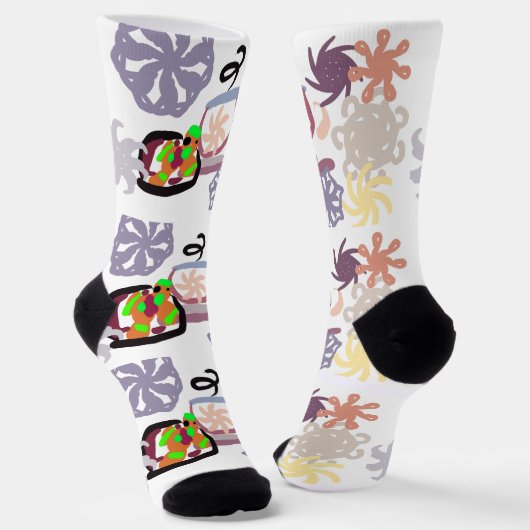 Lebkuchenmann und Kaffee  Socken (Gewinkelt)