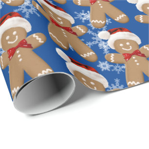 Lebkuchenmann und Schneeflocken Geschenkpapier