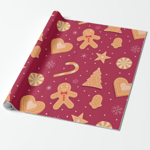 Lebkuchenmann und Weihnachtsplätzchen-Muster Geschenkpapier