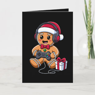 Lebkuchenmann Weihnachten Gamer Kopfhörer Geschenk Karte