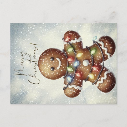 Lebkuchenmann Winter Weihnachten Postkarte (Vorderseite)