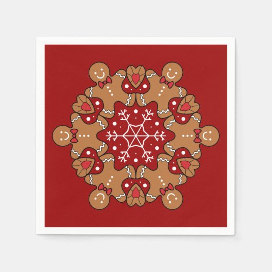Lebkuchenmänner und Schneeflocken-Mandalas Serviette (Vorderseite)